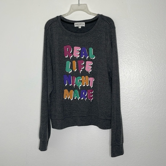 Wildfox Gray Real Life Nightmare Sweet Dreams Sweatshirt Size XL - Picture 1 of 5